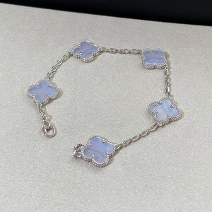 Women's Van Cleef & Arpels Vintage Alhambra 5-Motif Blue Chalcedony Bracelet
